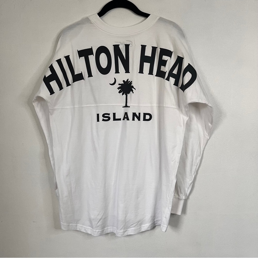 Hilton Head Island Oversized Long Sleeve Tee Size Medium Beach Vacation Coastal